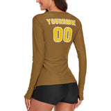 Custom Khaki Gold Women's Long-Sleeve Shirt