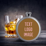 Custom Khaki Light Pink Hip Flask