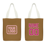 Custom Khaki Pink Canvas Tote Bag