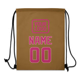 Custom Khaki Pink Drawstring Bag