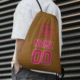 Custom Khaki Pink Drawstring Bag