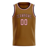 Custom Khaki & Light Pink Colors Design Sports Basketball Jersey