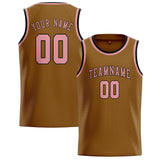 Custom Khaki & Light Pink Colors Design Sports Basketball Jersey