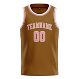 Custom Khaki & Light Pink Colors Design Sports Basketball Jersey