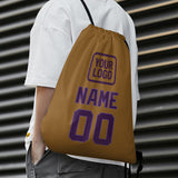 Custom Khaki Purple Drawstring Bag