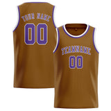 Custom Khaki & Light Purple Colors Design Sports Basketball Jersey