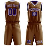 Custom Khaki Light Purple Basketball Set