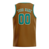 Custom Khaki & Blue Green Colors Design Sports Basketball Jersey