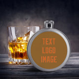 Custom Khaki Orange Hip Flask