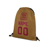 Custom Khaki Crimson Red Drawstring Bag