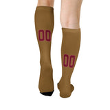 Custom Khaki Crimson Red Knee-High Sock