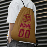 Custom Khaki Crimson Red Drawstring Bag