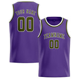 Custom Light Purple & Olive Colors Design Sports Basketball Jersey