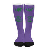 Custom Light Purple Emerald Green Knee-High Sock