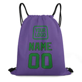 Custom Light Purple Emerald Green Drawstring Bag