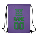 Custom Light Purple Emerald Green Drawstring Bag