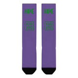 Custom Light Purple Emerald Green Knee-High Sock