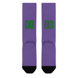 Custom Light Purple Emerald Green Knee-High Sock