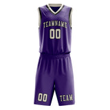 Custom Light Purple Cream Basketball Set