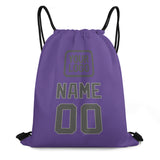 Custom Light Purple Dark Grey Drawstring Bag