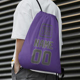 Custom Light Purple Dark Grey Drawstring Bag