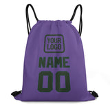 Custom Light Purple Dark Green Drawstring Bag