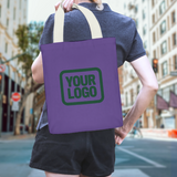 Custom Light Purple Dark Green Canvas Tote Bag