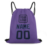 Custom Light Purple Navy Drawstring Bag