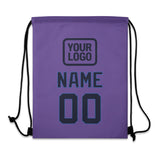 Custom Light Purple Navy Drawstring Bag