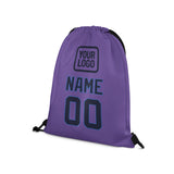 Custom Light Purple Navy Drawstring Bag