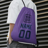 Custom Light Purple Navy Drawstring Bag