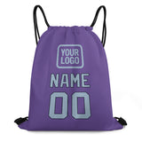 Custom Light Purple Light Blue Drawstring Bag