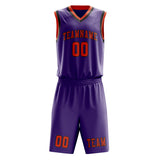 Custom Light Purple Orange Red Basketball Set