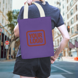 Custom Light Purple Orange Red Canvas Tote Bag