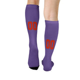 Custom Light Purple Orange Red Knee-High Sock