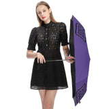 Custom Light Purple Black Automatic Umbrella
