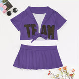 Custom Light Purple Brown Cheerleading Uniform Set