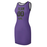 Custom Light Purple Olive Sleeveless Vest Dress