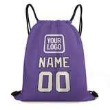 Custom Light Purple Cream Drawstring Bag