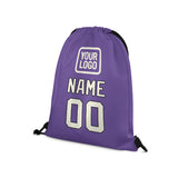 Custom Light Purple Cream Drawstring Bag