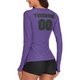 Custom Light Purple Dark Green Women's Long-Sleeve Shirt