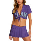 Custom Light Purple Light Blue Cheerleading Uniform Set
