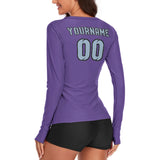 Custom Light Purple Light Blue Women's Long-Sleeve Shirt