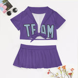 Custom Light Purple Light Blue Cheerleading Uniform Set