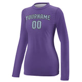 Custom Light Purple Light Blue Women's Long-Sleeve Shirt