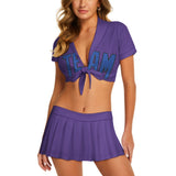 Custom Light Purple Sky Blue Cheerleading Uniform Set