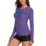 Custom Light Purple Sky Blue Women's Long-Sleeve Shirt