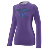 Custom Light Purple Sky Blue Women's Long-Sleeve Shirt