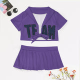 Custom Light Purple Blue Cheerleading Uniform Set
