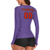 Custom Light Purple Orange Red Women's Long-Sleeve Shirt